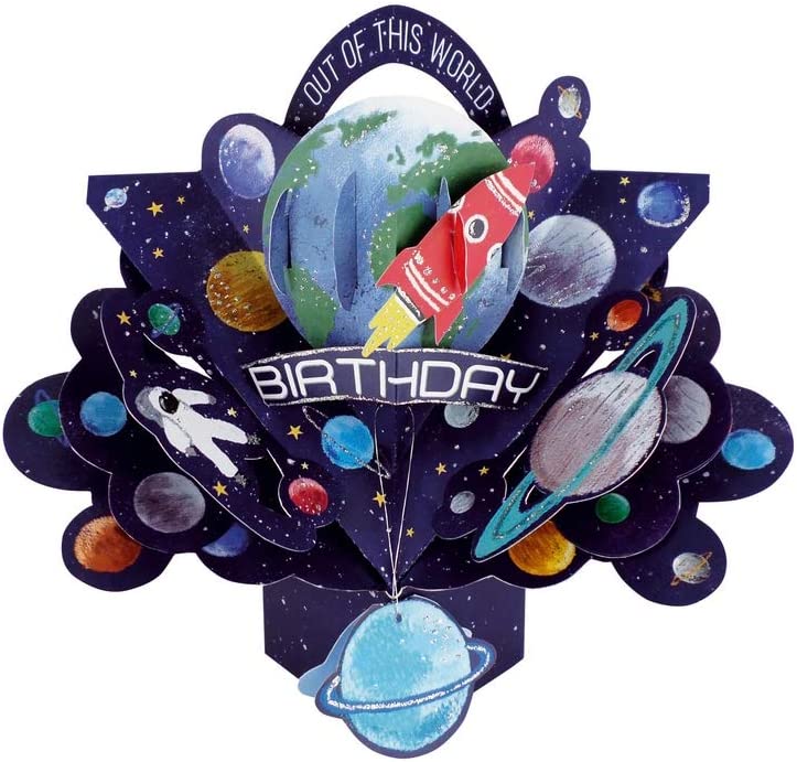 Second Nature Mailable Happy Birthday Outer Space Pop Up Greeting Card - POP178