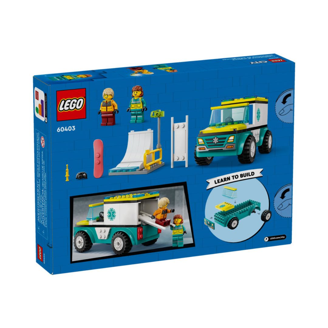 LEGO® City 4+ Emergency Ambulance and Snowboarder 60403, 79 Pieces