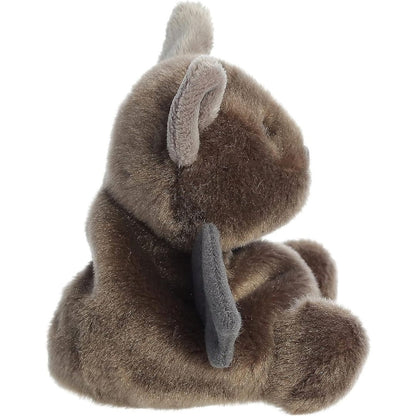 Side profile view thumbnail of the mini bat plush showcasing its rounded back profile, single extended dark wing, and soft seated posture.