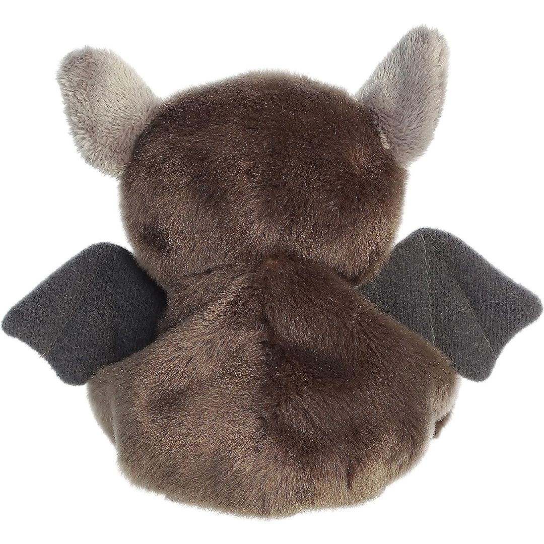 Rear view thumbnail of the Aurora bat stuffed toy displaying its smooth brown plush back and outspread charcoal wings.