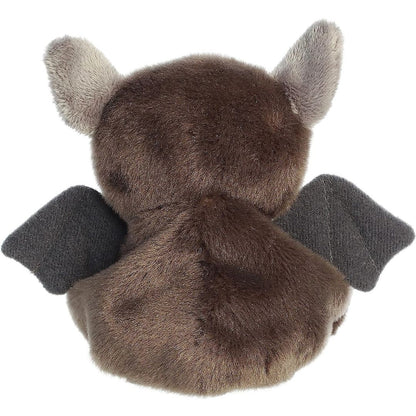 Rear view thumbnail of the Aurora bat stuffed toy displaying its smooth brown plush back and outspread charcoal wings.