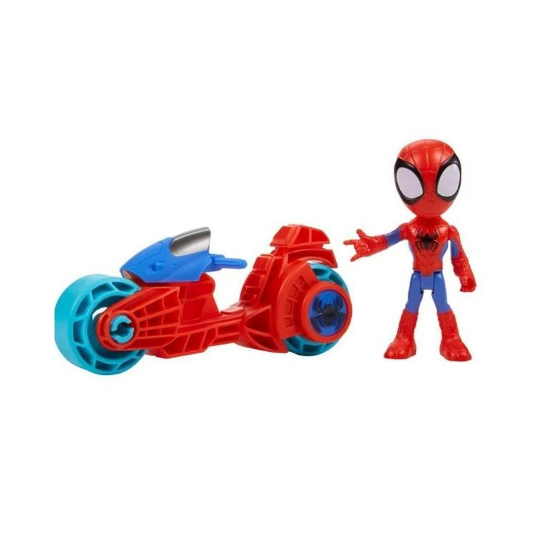 Marvel Spidey and His Amazing Friends, Spidey 4" Inch Action Figure & Toy Motorcycle
