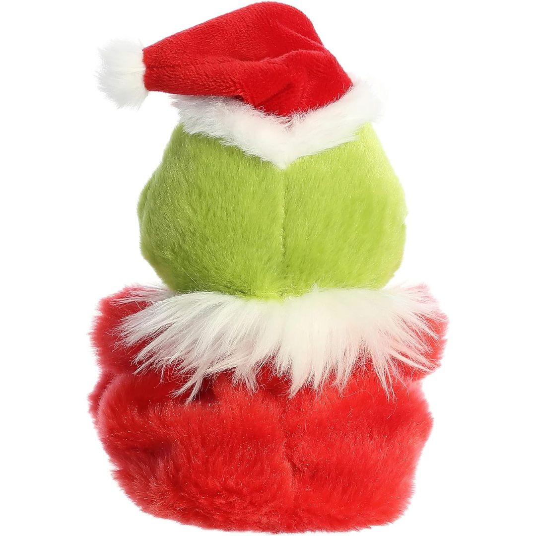 Rear view thumbnail of the Aurora Grinch stuffed toy displaying the solid red back of his Santa suit and the fluffy white pom-pom on his hat.