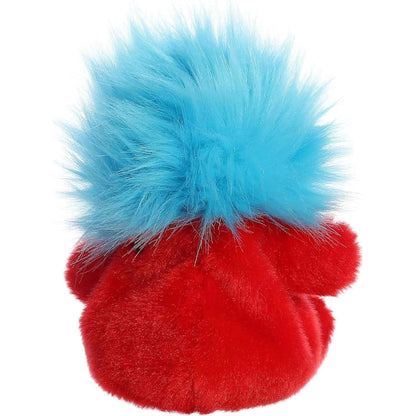 Rear view thumbnail of the Aurora Thing 1 stuffed toy displaying its smooth, solid red backing and full crown of fuzzy blue hair.