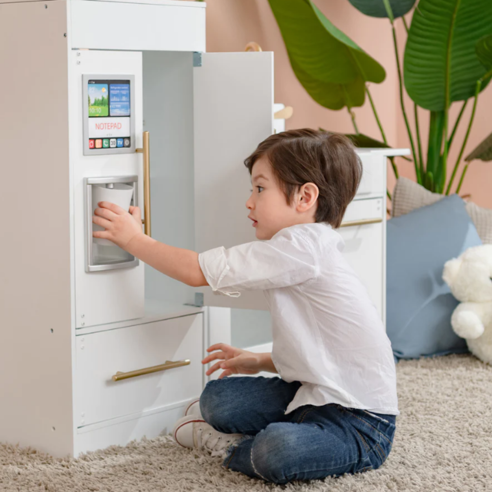 Teamson Kids Little Chef Chelsea Modern Play Kitchen, White/Gold