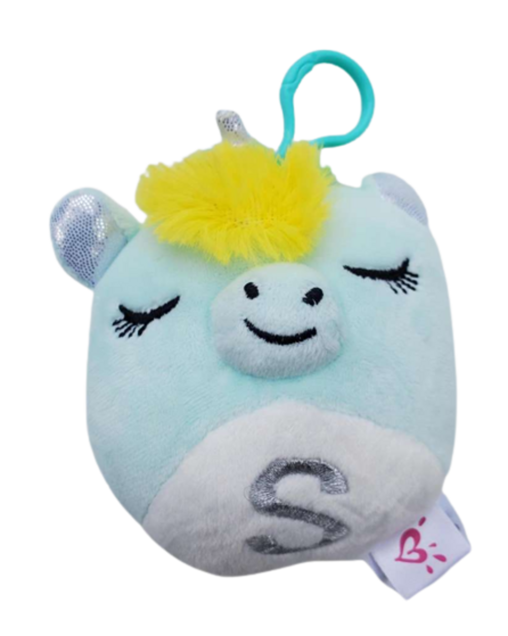 Scented Squishmallows Justice Exclusive Crystal the Unicorn Letter "S" Clip On Plush Toy