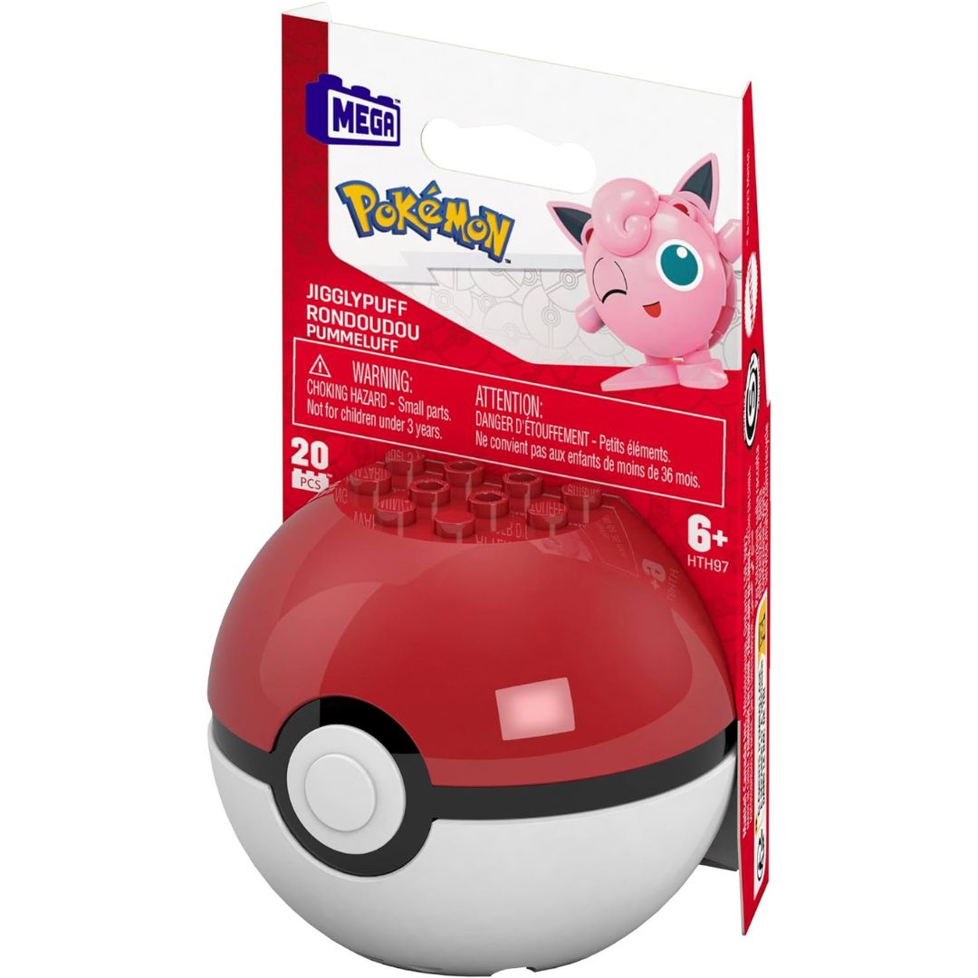 MEGA Pokemon Evergreen Jigglypuff Action Figure Building Set with Poke Ball (20 pc)