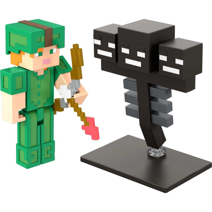 Mattel Minecraft Craft-a-Block 2-Pk Character Action Figures Based On The Video Game, Alex Vs. Wither