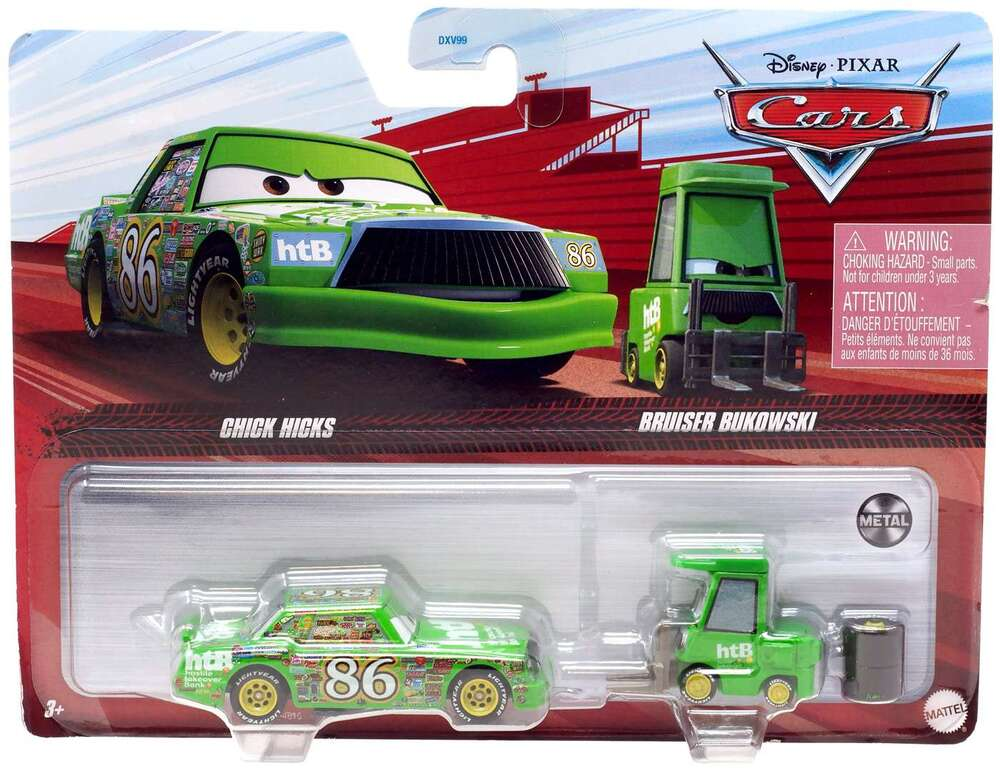 Disney Pixar Cars 3, Chick Hicks & Bruiser Bukowski 2-Pack, 1:55 Scale Die-Cast Character Vehicles Ages 3+