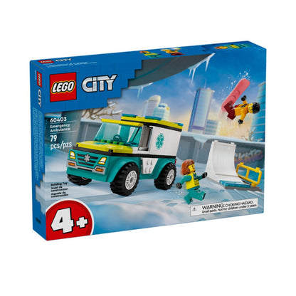LEGO® City 4+ Emergency Ambulance and Snowboarder 60403, 79 Pieces