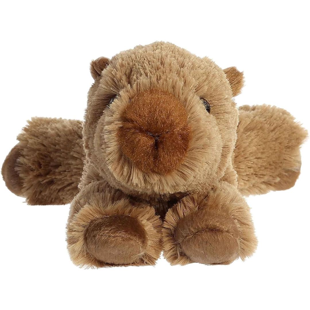Front view of the Aurora Mini Flopsie Charlie Capybara 8-inch stuffed animal plush.