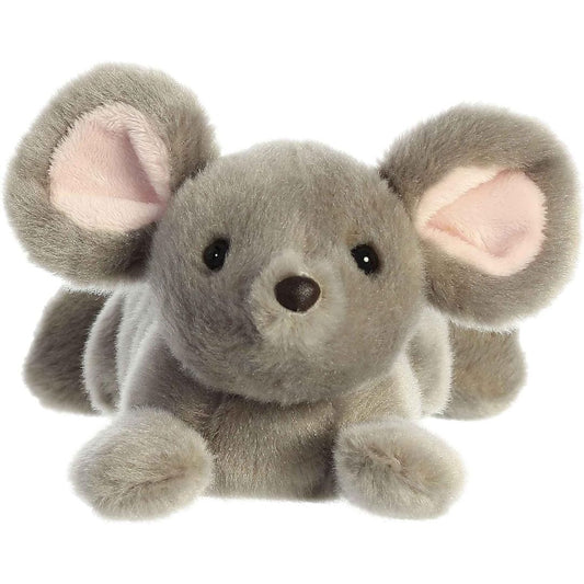 Straight-on front view of the mouse stuffed animal highlighting its sweet black nose, dark eyes, and soft pink-lined inner ears.