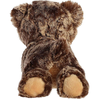 Back view of the cuddly Mini Flopsie bear stuffed animal showing its textured brown fur and little round tail.
