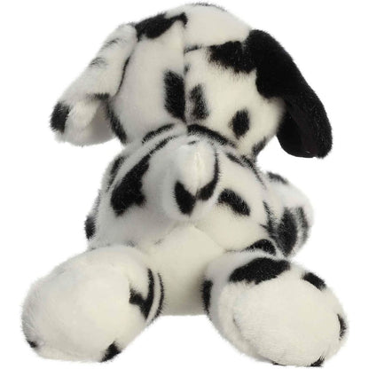 Back view of the cuddly Mini Flopsie dalmatian dog highlighting its spotted coat and little tail.