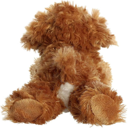 Direct back view of the cuddly Cockapoo stuffed animal highlighting its fluffy tail and back paws.