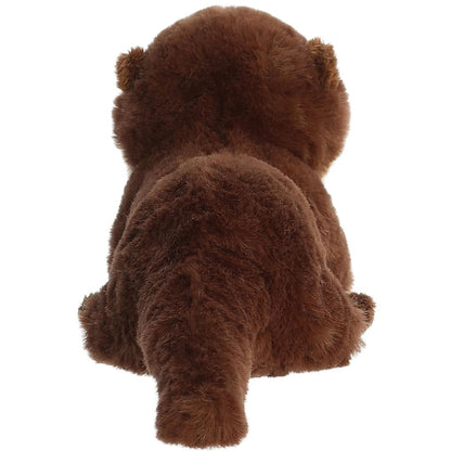 Rear view of the River Otter plush showing its soft brown back, rear paws, and short tapered tail.