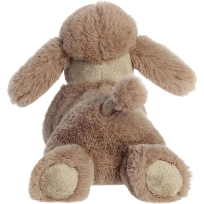 Rear view of the Paysley Poodle plush showing its soft back, light tan paws, and a signature pom-pom tail.