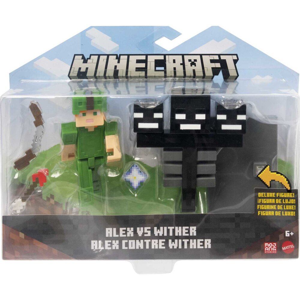 Mattel Minecraft Craft-a-Block 2-Pk Character Action Figures Based On The Video Game, Alex Vs. Wither