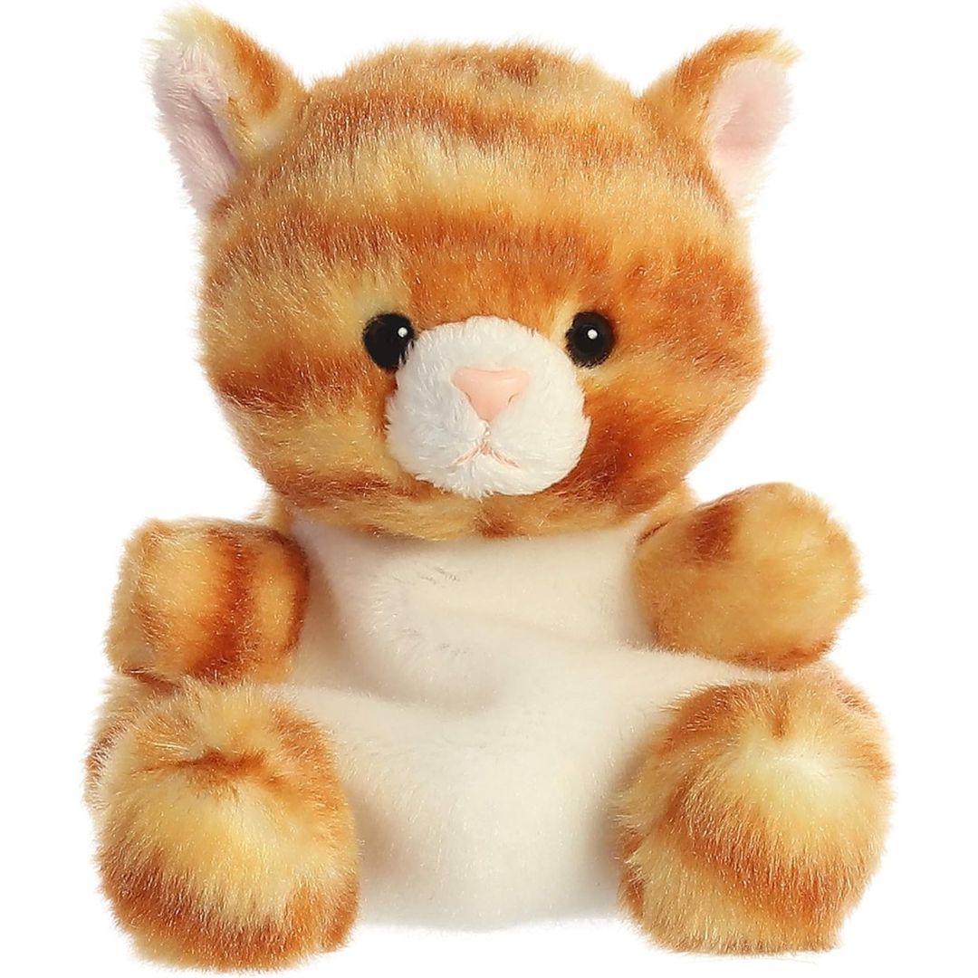 Front view of the adorable Aurora Meow Orange Kitty stuffed animal featuring a sweet face, dark eyes, pink nose, and white muzzle.