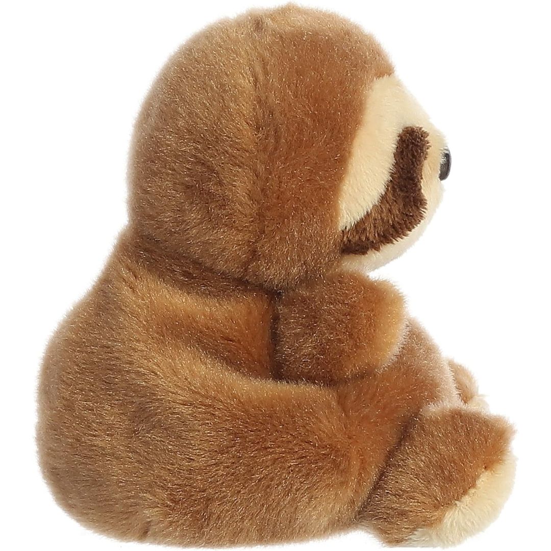 Side profile view thumbnail of the mini sloth plush showcasing its thick rounded back profile and relaxed seated posture.