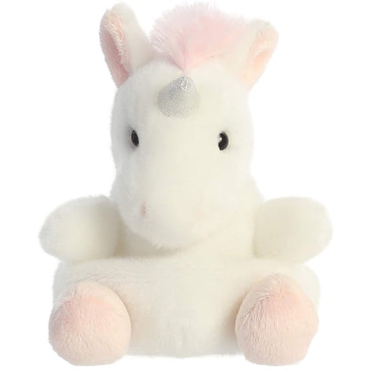 Front view thumbnail of the cute Sassy Unicorn plush sitting straight, highlighting its dark safety eyes, pink ears, and small pink plush feet.