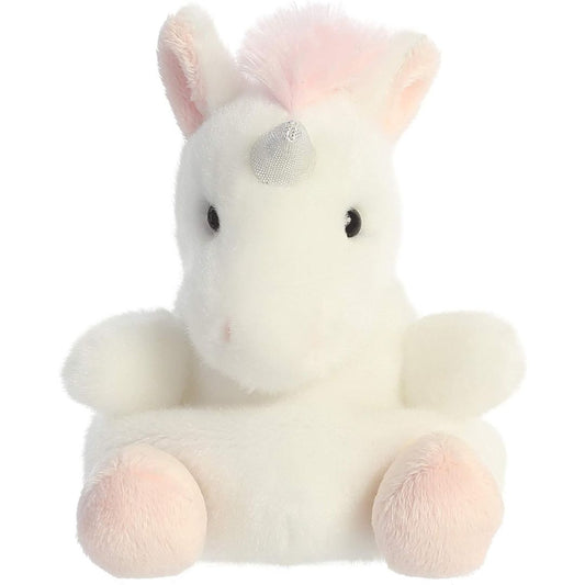 Front view thumbnail of the cute Sassy Unicorn plush sitting straight, highlighting its dark safety eyes, pink ears, and small pink plush feet.