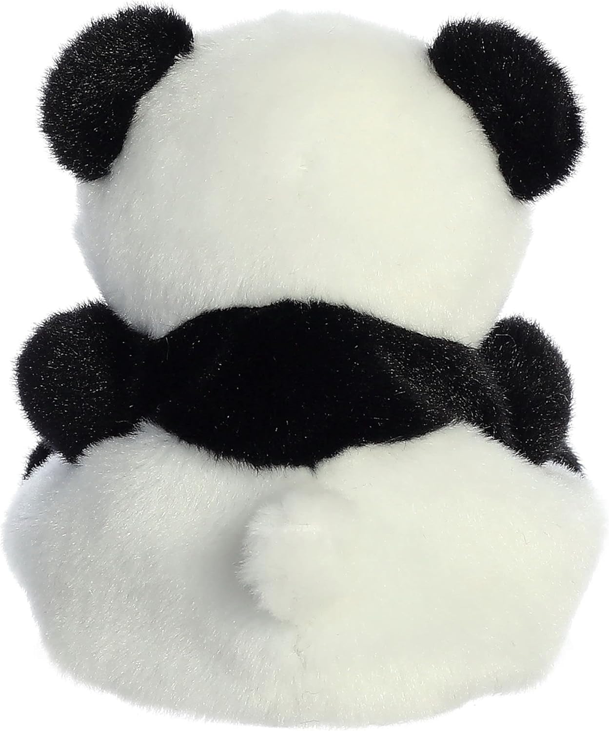 Rear view thumbnail of the Aurora panda stuffed toy displaying its white plush head and lower back divided by a bold black shoulder band and a small white tail.
