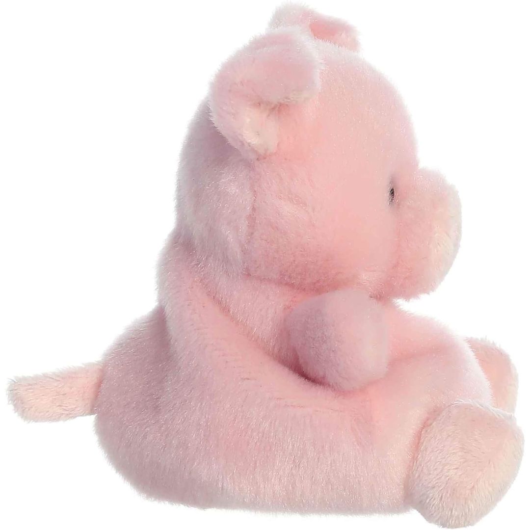 Side profile view thumbnail of the mini pig plush showcasing its soft seated posture, short snout profile, and a tiny pink tail.