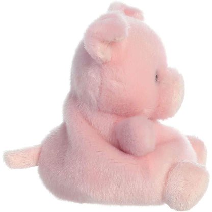 Side profile view thumbnail of the mini pig plush showcasing its soft seated posture, short snout profile, and a tiny pink tail.
