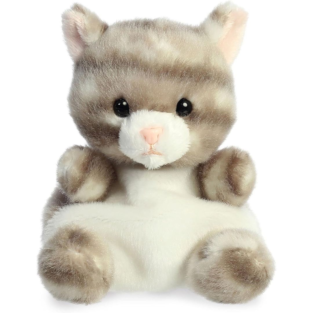 Close-up front portrait thumbnail of the Silver Kitty plush highlighting its dark eyes and pink nose.