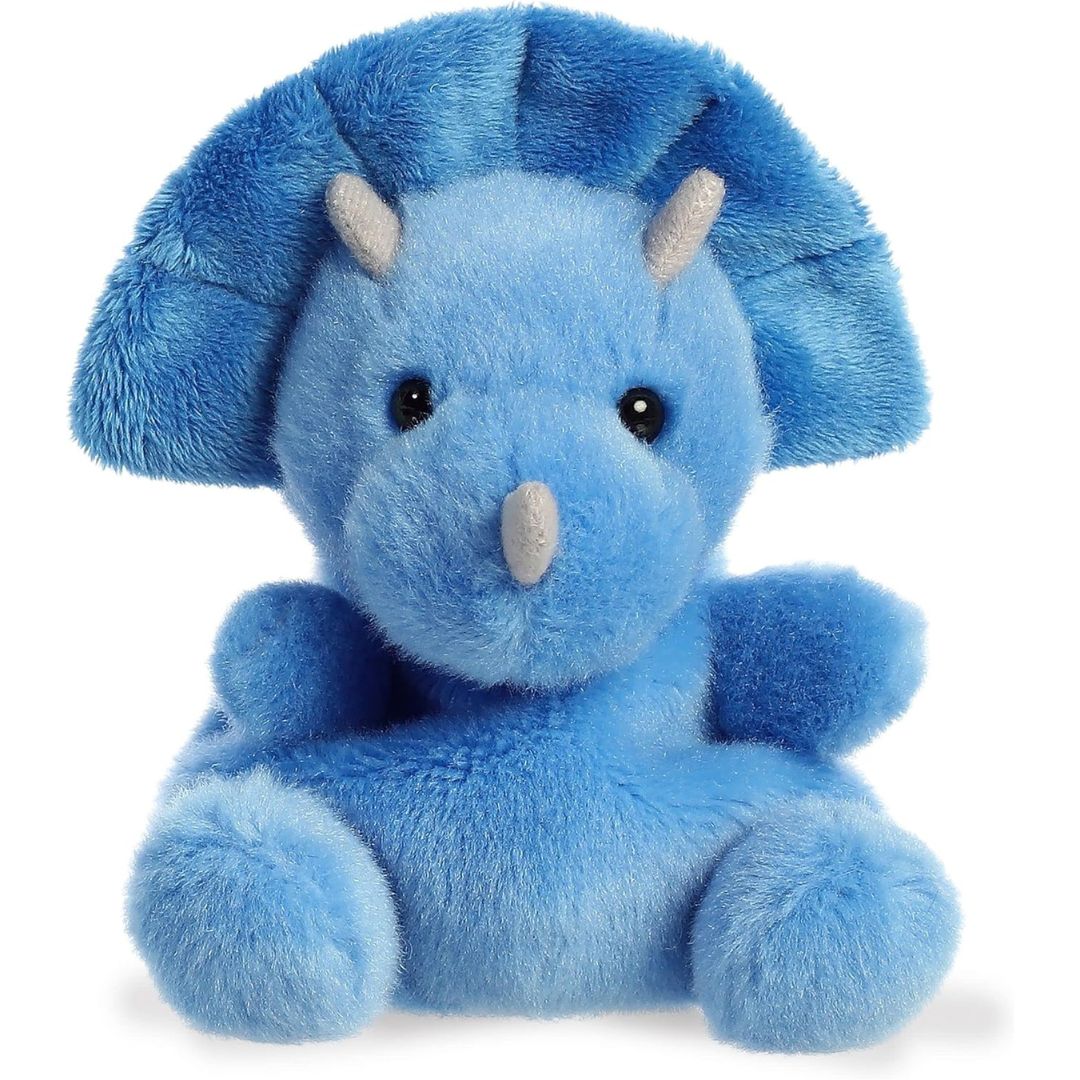 Front view thumbnail of the cute Tank Triceratops plush sitting straight, highlighting its symmetrical face, snout horn, and small plush feet.