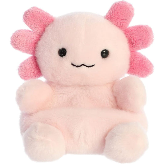 Front view thumbnail of the cute Ax Axolotl plush sitting straight, highlighting its symmetrical dark pink gills, small plush limbs, and charming expression.