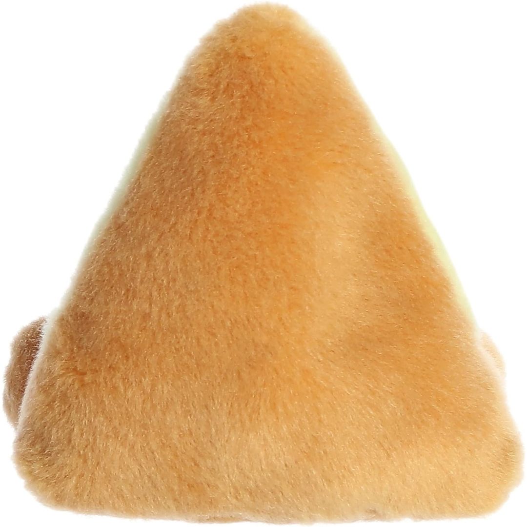 Back view of the Peppa Pizza Slice plush showing its soft, solid golden-brown crust.