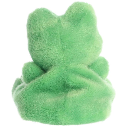Rear view thumbnail of the Aurora frog stuffed toy displaying its smooth, solid green plush backing and relaxed understuffed shape.