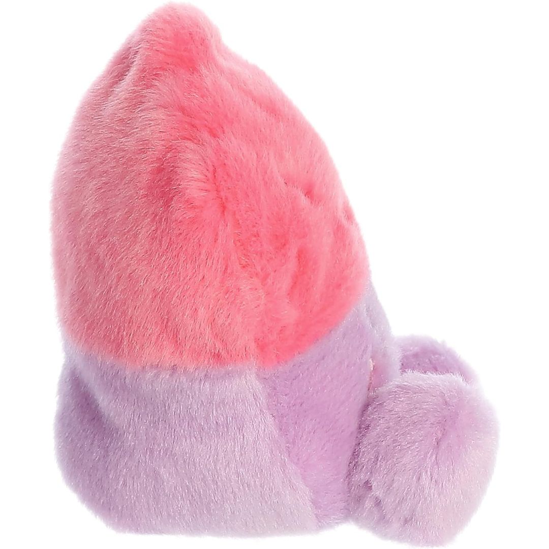 Side profile view thumbnail of the mini cupcake plush showcasing its rounded hot-pink frosting top and soft seated lavender base.