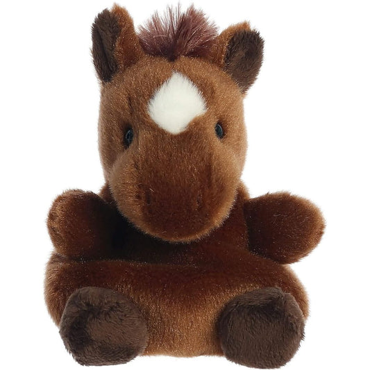 Front view thumbnail of the cute Truffle Horse plush sitting straight, highlighting its dark safety eyes, pointy ears, white blaze, and small dark hooves.