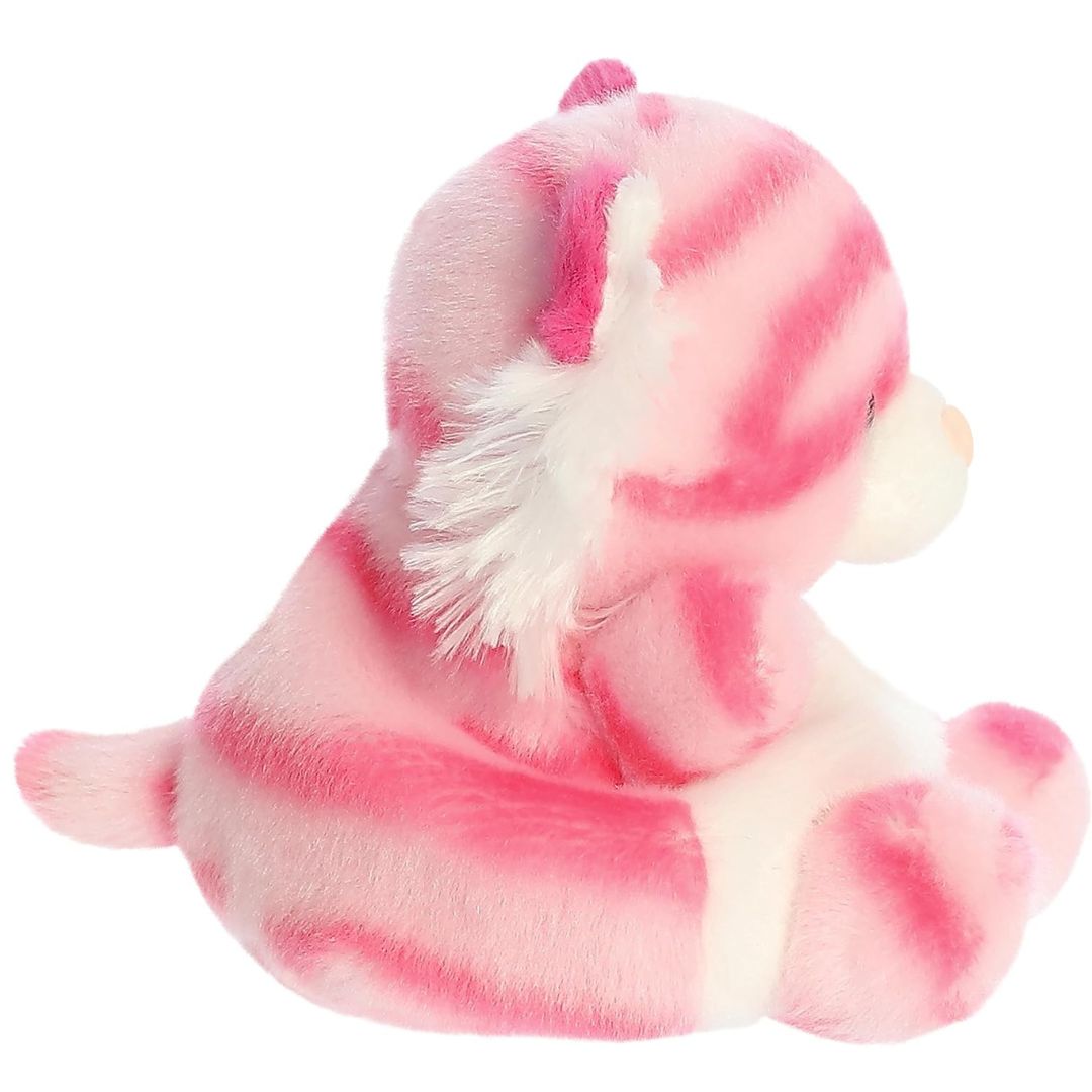 Side profile of the Aurora Palm Pals pink tiger showing its striped back and little tail.