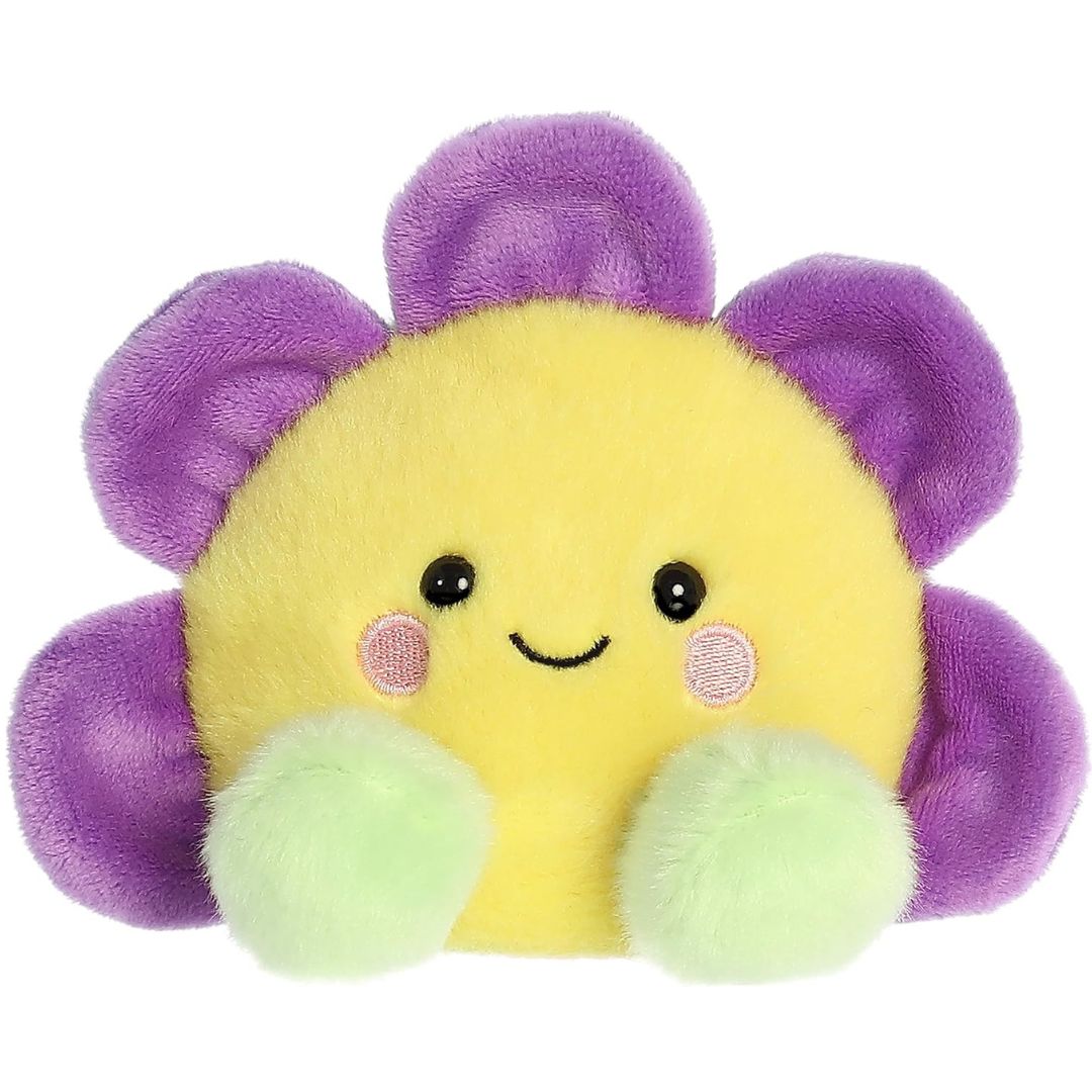 Front view thumbnail of the cute Fallon Flower plush sitting straight, highlighting its dark safety eyes, stitched grin, and rosy pink cheeks.