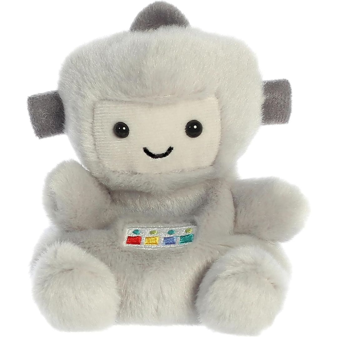 Front view thumbnail of the cute Gadget Robot plush sitting straight, highlighting its dark safety eyes, small grin, and four embroidered chest buttons.