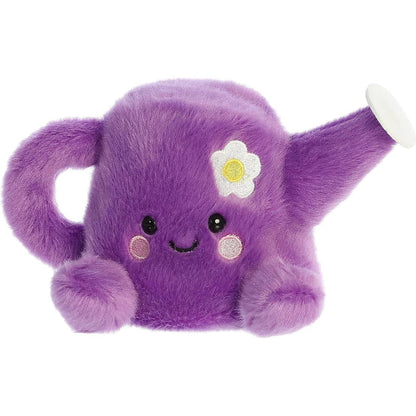 Front view thumbnail of the cute Flo Watering Can plush sitting straight, highlighting its dark safety eyes, stitched smile, rosy pink cheeks, and small purple feet.