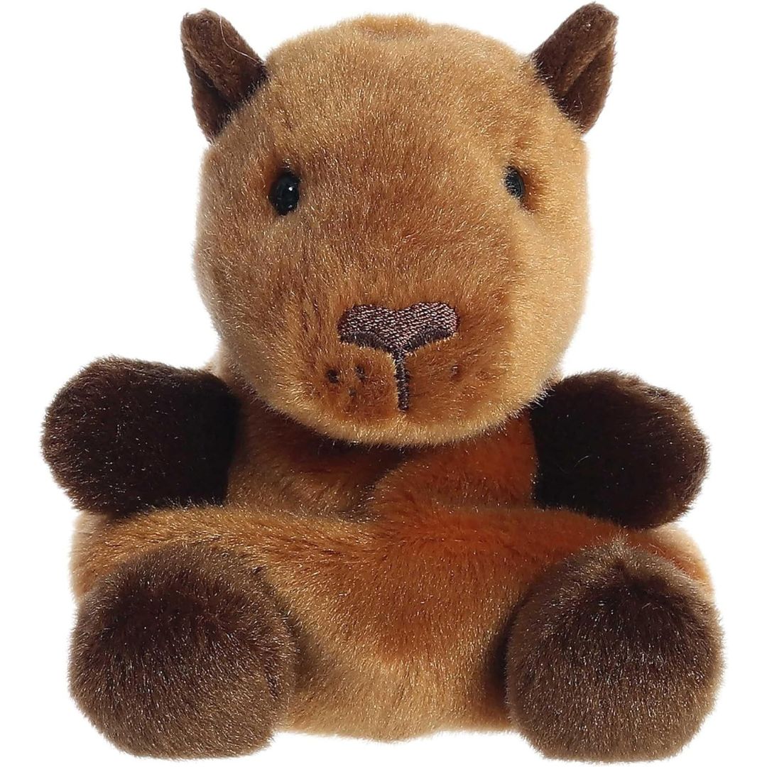 Front view thumbnail of the cute Sid Capybara plush sitting straight, highlighting its tiny dark safety eyes and embroidered nose detail.