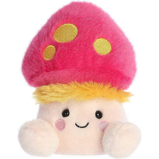 Front view thumbnail of the cute Favio Fluffy Mushroom plush sitting straight, highlighting its dark safety eyes, rosy pink cheeks, and tiny cream plush feet.