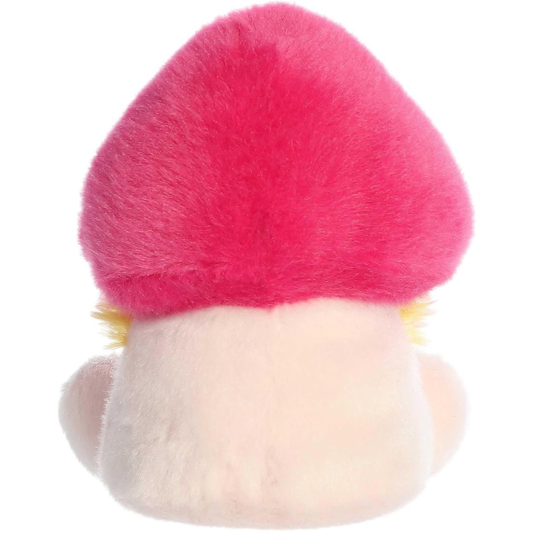 Rear view thumbnail of the Aurora mushroom stuffed toy displaying its smooth, solid hot-pink cap backing and clean cream stem base.