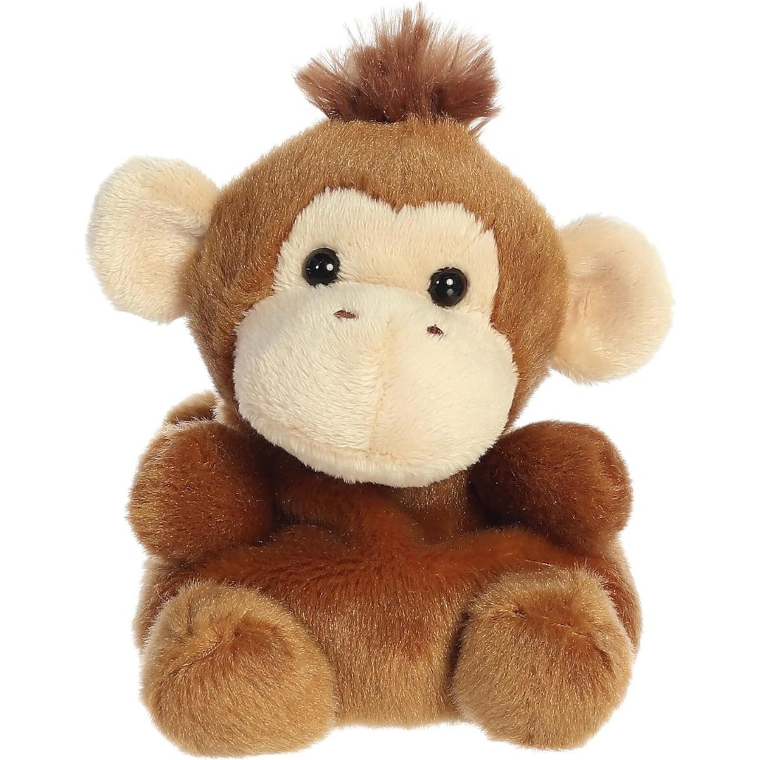 Front view thumbnail of the cute Boomer Monkey plush sitting straight, highlighting its dark safety eyes, rounded cream muzzle, and small outstretched paws.