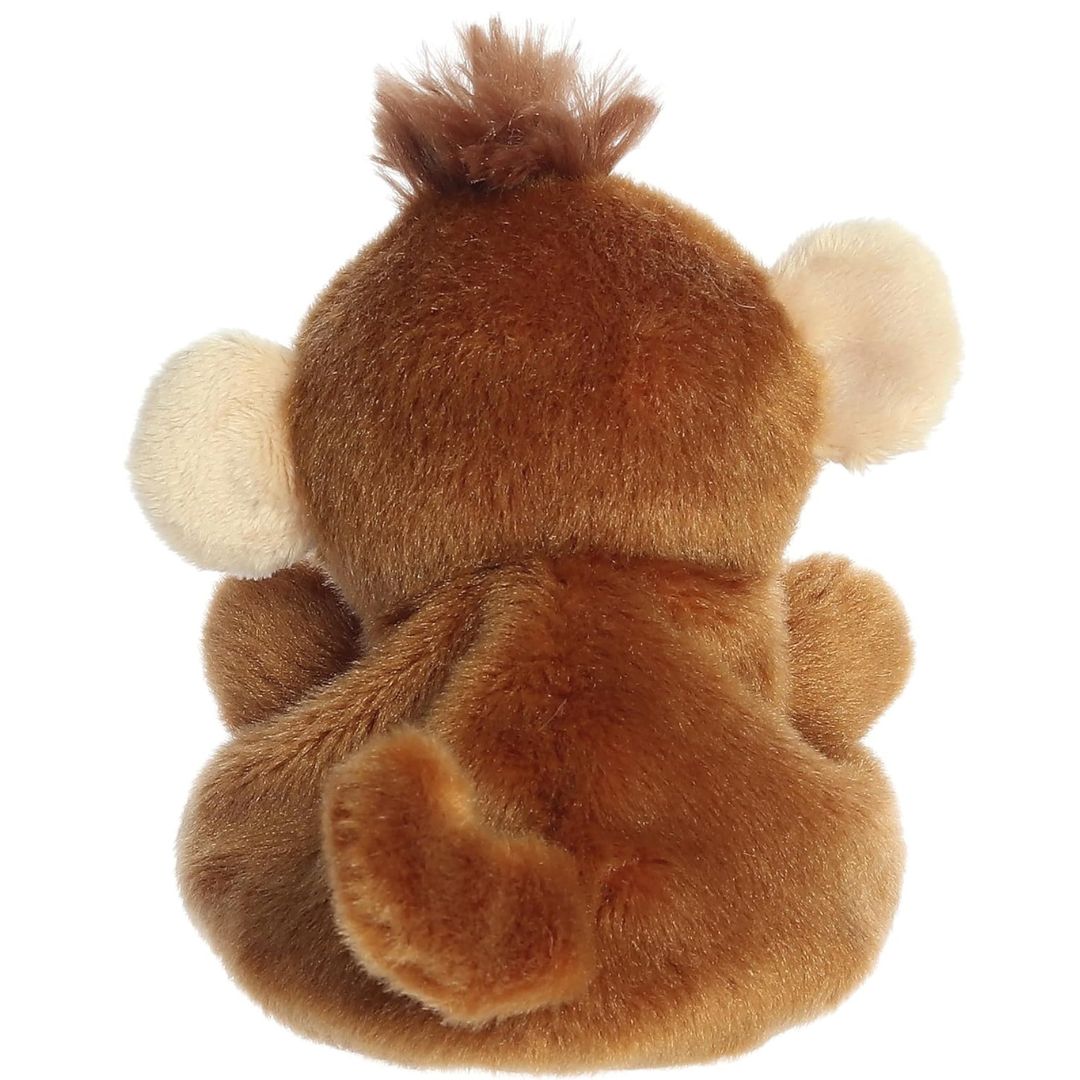 Rear view thumbnail of the Aurora monkey stuffed toy displaying its smooth brown plush back, curved tail, and spiky head tuft.