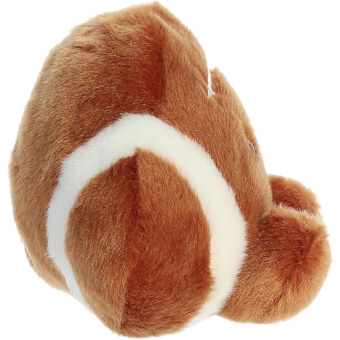 Side profile view thumbnail of the mini football plush showcasing its tapered oblong shape, white accent stripe, and soft seated posture.