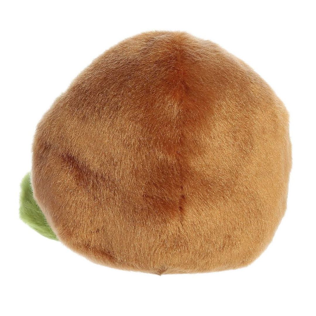 Rear view thumbnail of the Aurora kiwi stuffed toy displaying its smooth, solid fuzzy brown plush outer skin backing.
