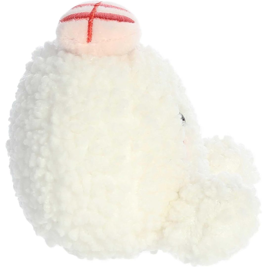 Side profile thumbnail of the mini sushi plush showcasing its rounded rice base and the profile of the pink shrimp topping.