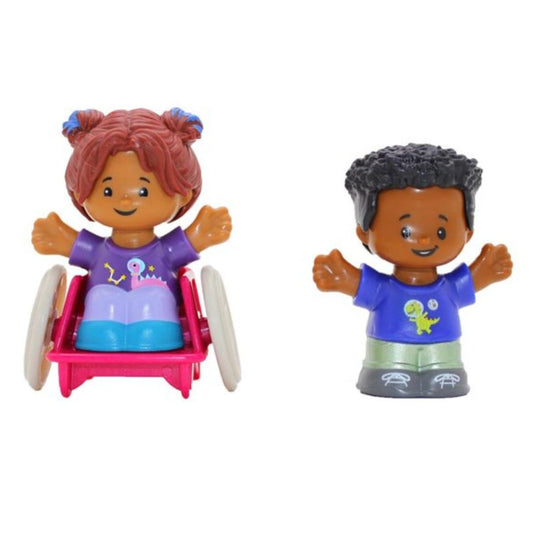 Fisher-Price Little People 2 Pack Action Toy Figure, Girl in Wheelchair and Boy