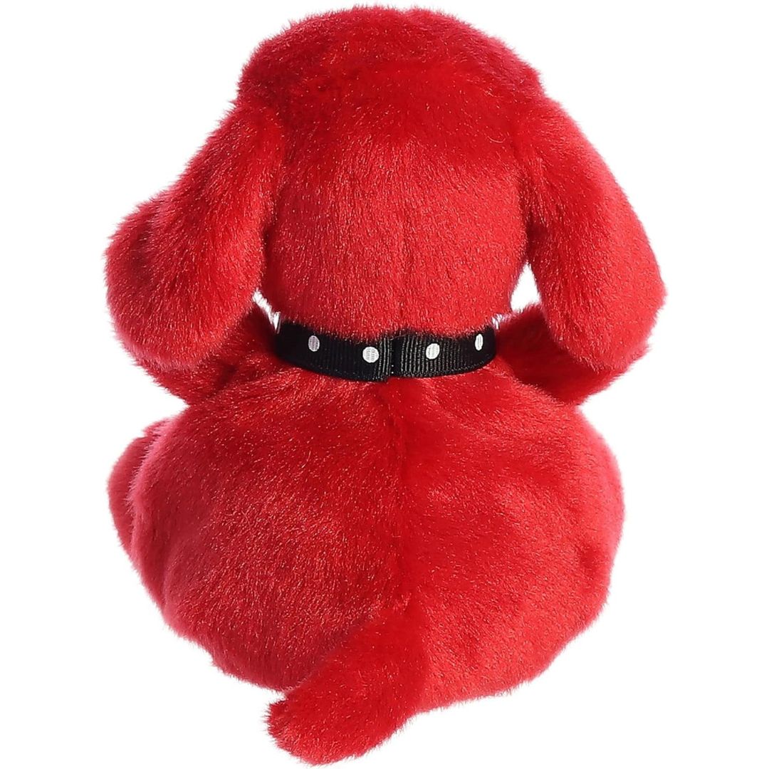 Rear view thumbnail of the Aurora Clifford stuffed toy displaying its smooth red plush back and a black studded collar wrapped around its neck.